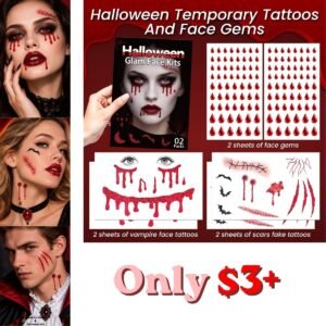Vampire Face Tattoos with Face Gems