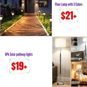 Floor Lamp with 3 Colors | 6Pk Solar pathway lights