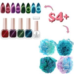 Cat Eye Holographic Magnetic Nail Polish Set, 4 Pack Shower Loofahs Sponges