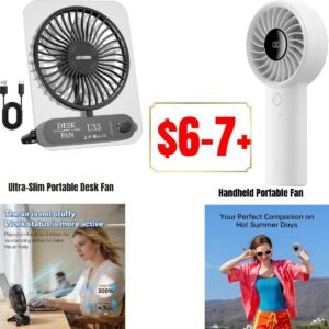 Handheld Portable Fan, Ultra-Slim Portable Desk Fan 
