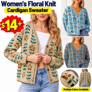 Womens Floral Print V Neck Cardigan