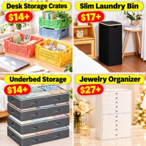 Laundry Hamper | Under Bed Storage | Jewelry Box | 4-Pack Collapsible Storage Crates