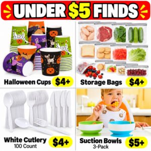 Disposable Cup | 12 Pack Silicone Bags |  Disposable Forks & Spoons | Suction Bowls for Baby