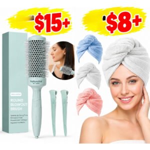 3 Pack Microfiber Hair Towels | Hair Brush