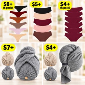 Womens Underwears and Hair Towel Wrap