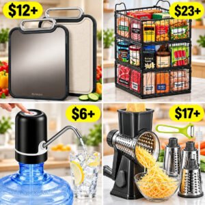 Rotary Cheese Grater | Water Dispenser Pump | Freezer Organizer Bin | Titanium Cutting Board