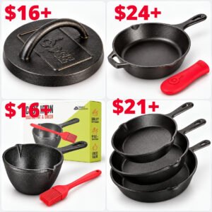 Cast Iron Skillet and Burger Press