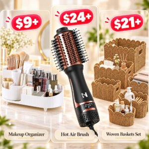 Makeup Organizer | Hair Dryer Brush | Woven Storage Baskets