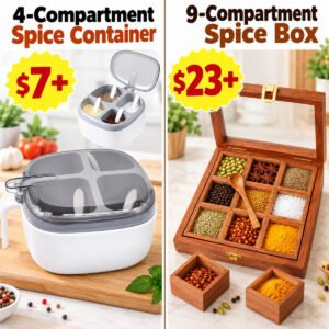 Seasoning Box with Lid |  Wooden Spice Box