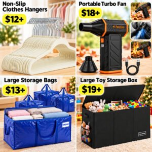 Toy Box Chest | 6 Pack Moving Bags | Air Duster | Clothes Hangers