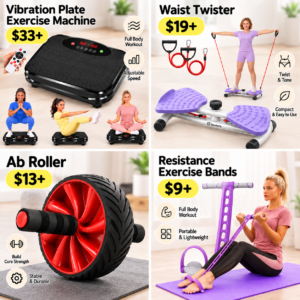 Vibration Plate Exercise Machine | Waist Twister  | Ab Roller | Resistance Exercise Bands
