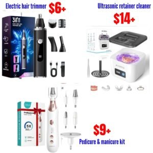 Ultrasonic Retainer Cleaner | Rechargable Hair Trimmer | Electric Pedicure kit