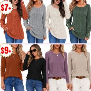 Womens Ribbed Knit Sweaters,  Trendy Cable Knit Sweater