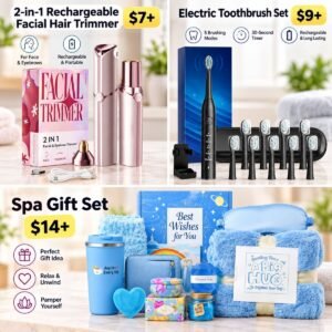 2-in-1 rechargeable facial hair trimmer,  |  Spa gift set, | Electric toothbrush set