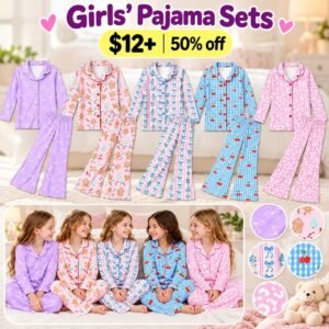 Girls 2-pc pajama sets with Flared Pants