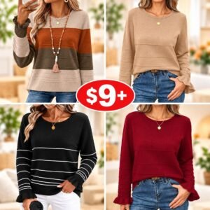 Long Sleeve Ruffle Knit Sweater