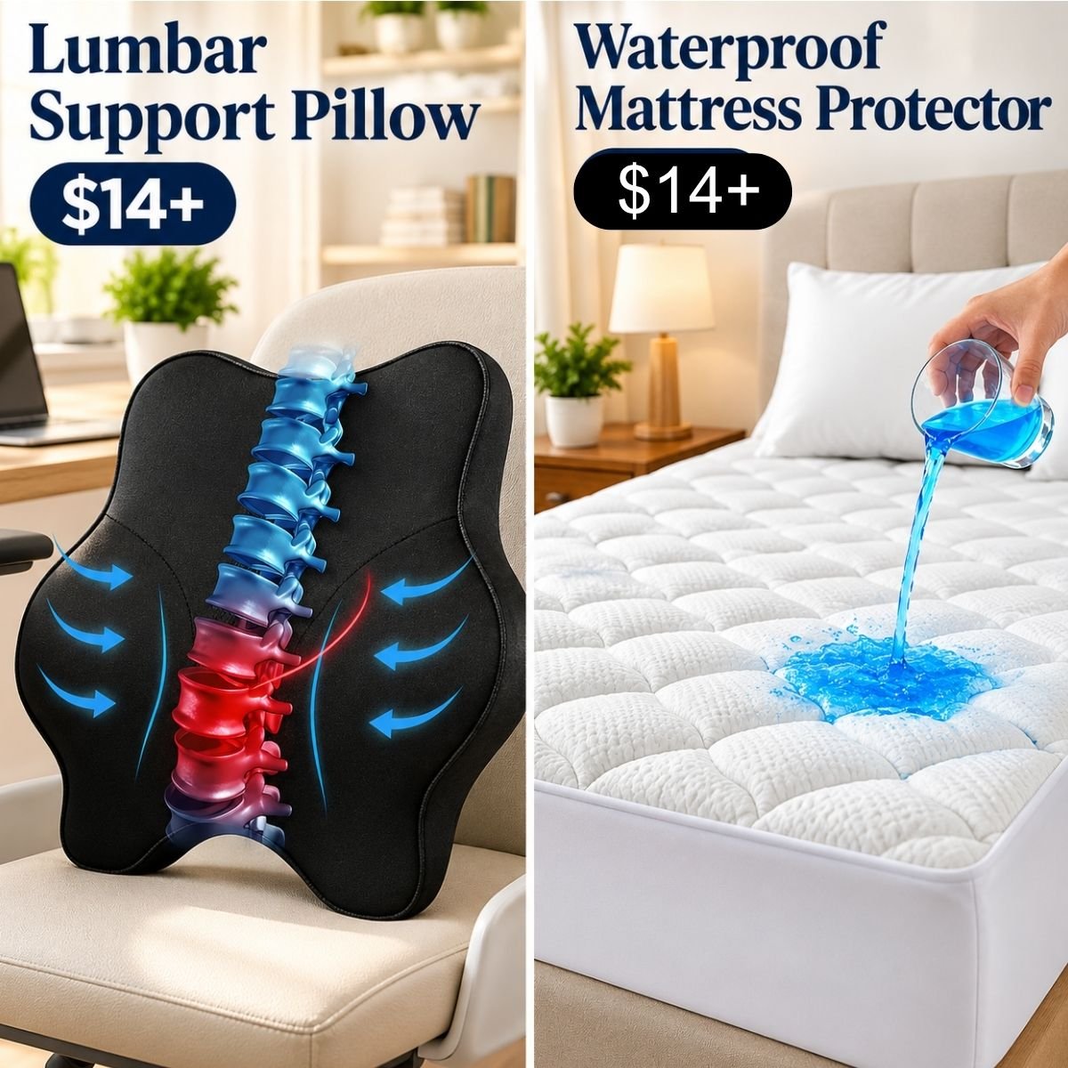 Lumbar Support Pillow , Waterproof Mattress Protector