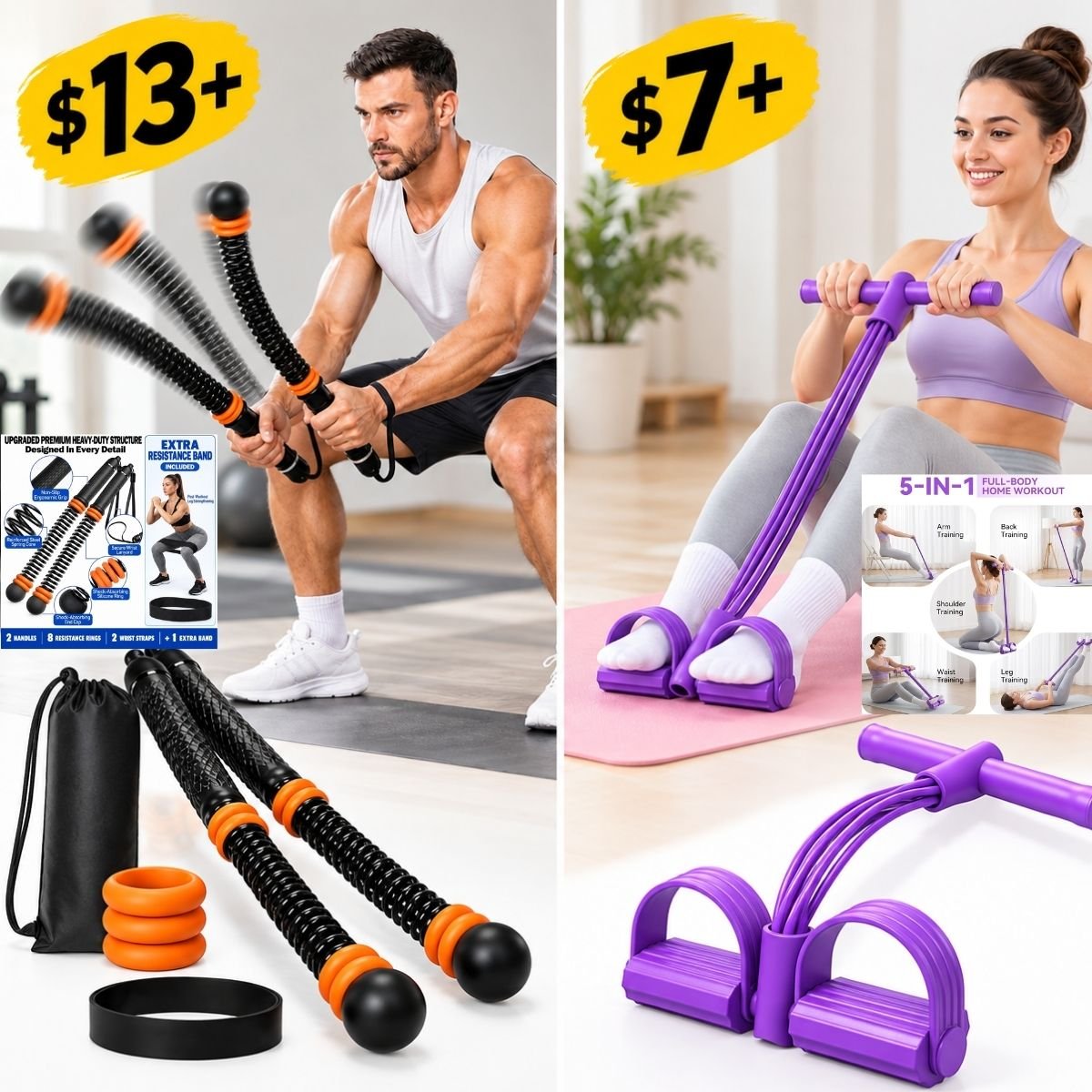 Pedal Resistance Band, Adjustable Cordless Battle Ropes