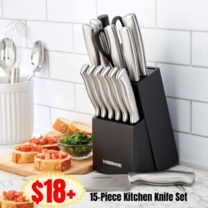 15-Piece Kitchen Knife Set with Wood Block